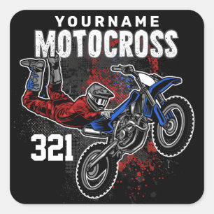 Sticker Carré Motocross Motocross Racing FMX Tricks personnalisé