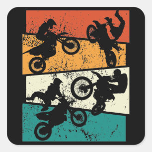 Sticker Carré Motocross vintage Off Road Enduro