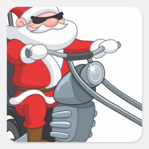 Sticker Carré motocycliste santa claus