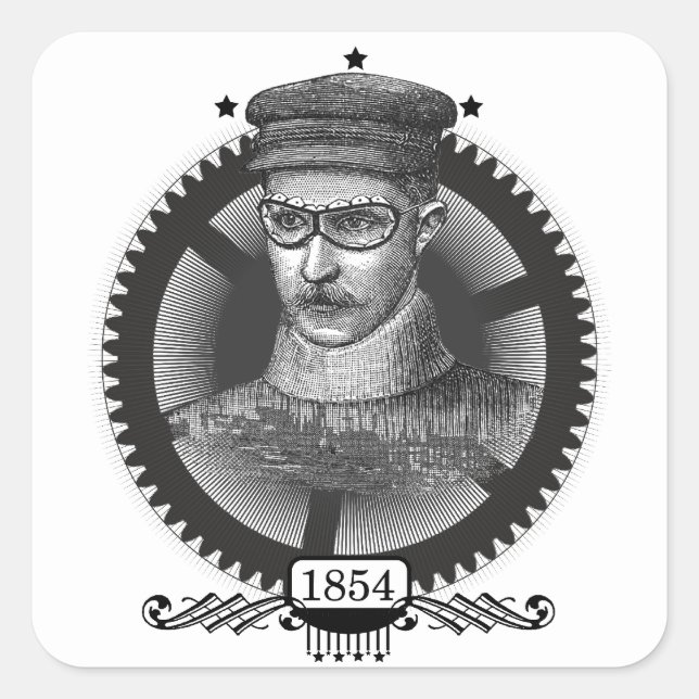 Sticker Carré Motoriste Steampunk (Devant)