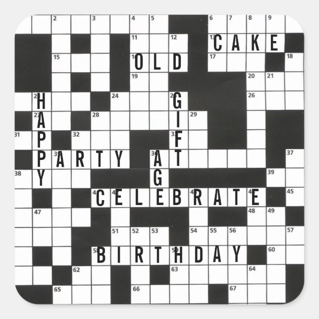 Sticker Carré Mots croisés d'anniversaire (Devant)