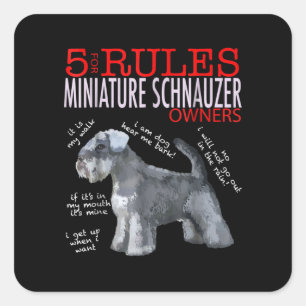 Sticker Carré Mouchoir 5 Rules For Miniature Schnauzer Owners