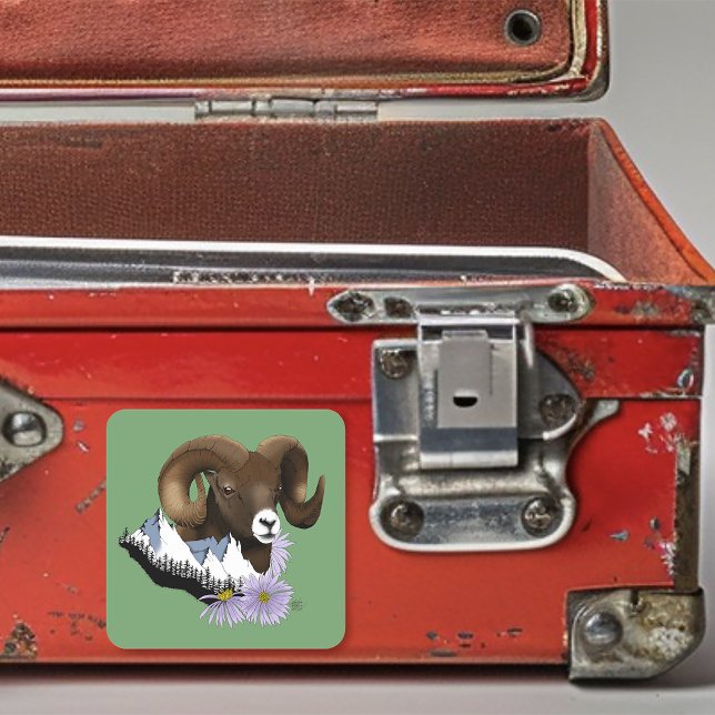 Sticker Carré Mouflon canadien (Créateur téléchargé)