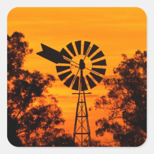 Sticker Carré Moulin à vent au coucher du soleil, Australie