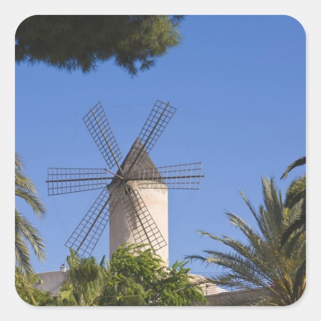 Sticker Carré Moulin à vent, Palma, Mallorca, Espagne (Devant)