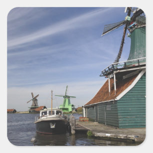 Sticker Carré Moulin à vent, Zaanse Schans, Hollande, Pays-Bas