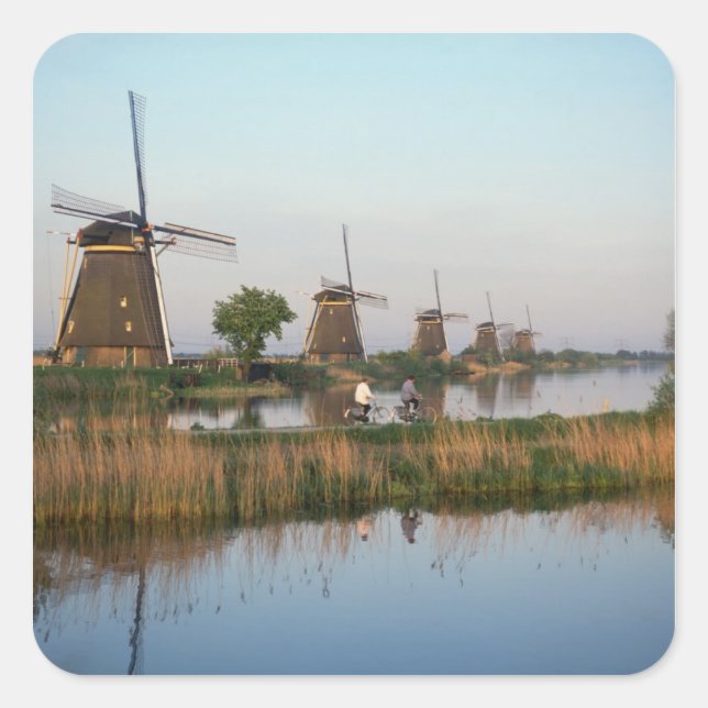 Sticker Carré Moulins à vent, Kinderdijk, Pays-Bas (Devant)