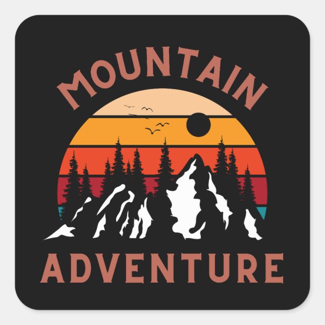 Sticker Carré Mountain Adventure (Devant)
