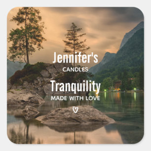 Sticker Carré Mountain Lake in the Evening Candle Business