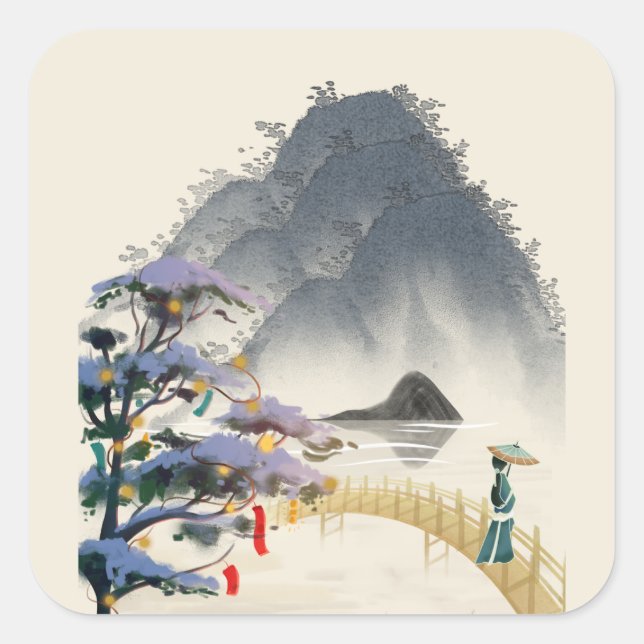 Sticker Carré Mountains (Devant)