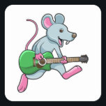 Sticker Carré Mouse at Music with Guitar<br><div class="desc">This design is the perfect gift for a birthday,  Christmas and other celebrations. It is suitable for women,  men and kids.</div>
