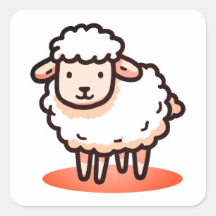 Sticker Carré Mouton, Agneau, Dessin