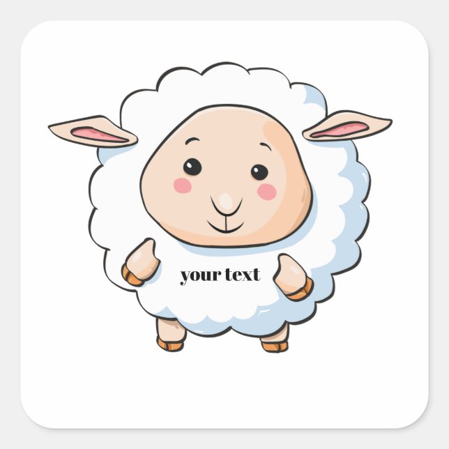 Sticker Carré mouton blanc (Devant)