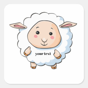 Sticker Carré mouton blanc