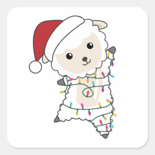 Sticker Carré Moutons Noël Moutons Animaux d'hiver