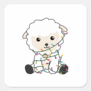 Sticker Carré Moutons Noël Neige Animaux d'hiver Moutons