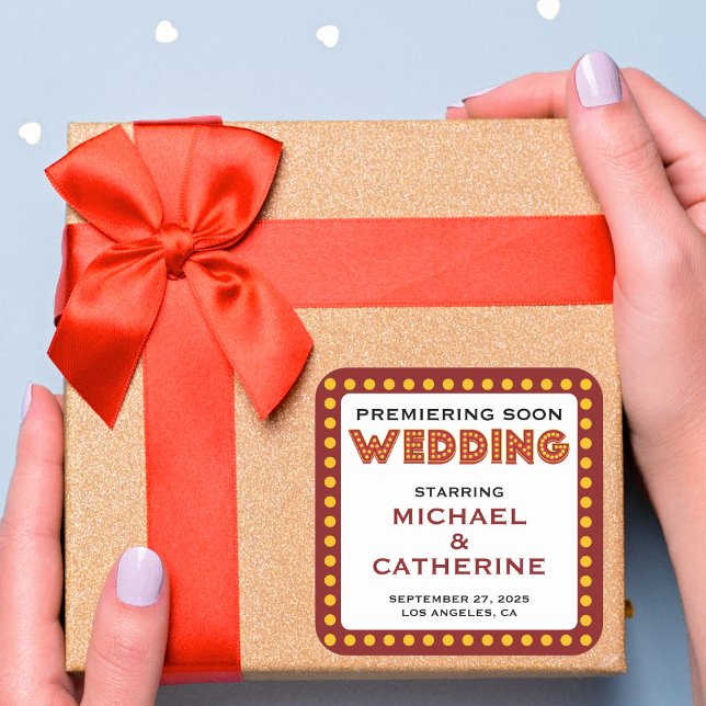 Sticker Carré Movie Thème Mariage Marquee Sign Enregistrer La Da (Créateur téléchargé)