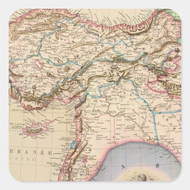 Sticker Carré Moyen-Orient, Turquie, Syrie, Asie (Devant)