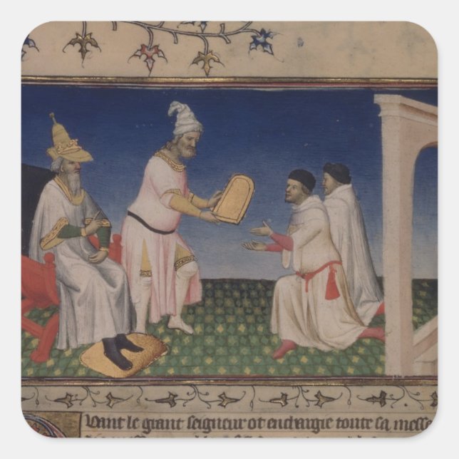 Sticker Carré MS Fr 2810 f.3v Kubilai Khan (1214-94) giving his (Devant)