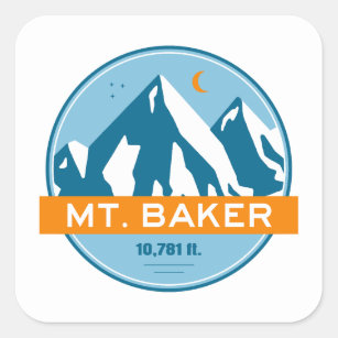 Sticker Carré Mt. Baker Washington Stars Moon