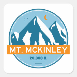Sticker Carré Mt. McKinley Alaska Stars Moon