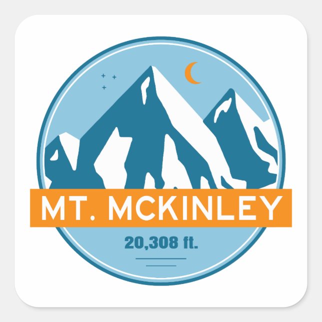 Sticker Carré Mt. McKinley Alaska Stars Moon (Devant)