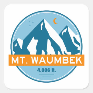 Sticker Carré Mt. Waumbek New Hampshire Étoiles Lune