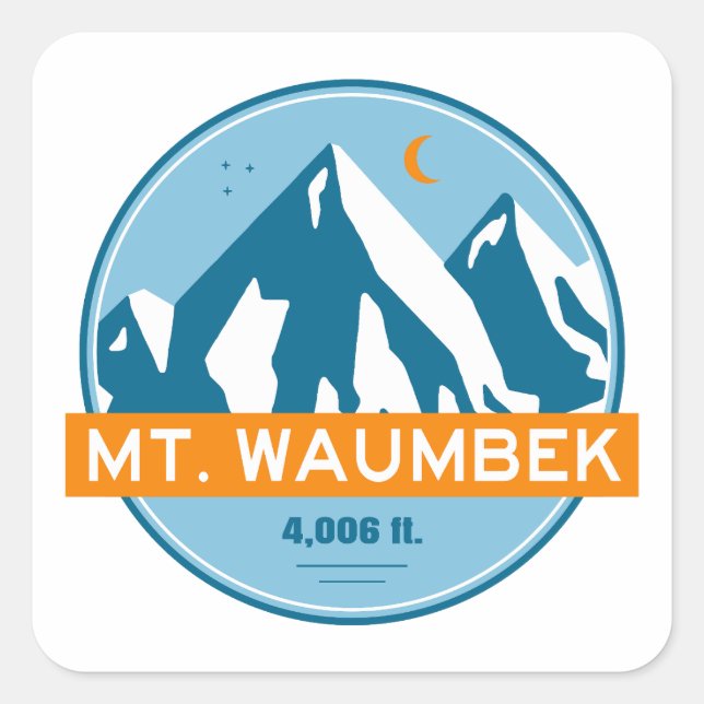 Sticker Carré Mt. Waumbek New Hampshire Stars Moon (Devant)
