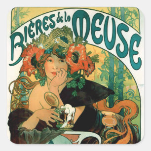 Sticker Carré Mucha : La la Meuse (bières de Bieres De de la