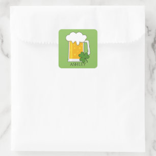 Sticker Carré Mug de bière irlandaise avec Shamrock Clover   Per