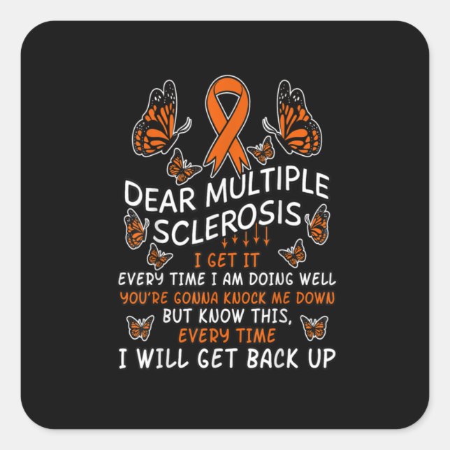 Sticker Carré Multiple Sclerosis Butterfly Ribbon World Ms Day (Devant)