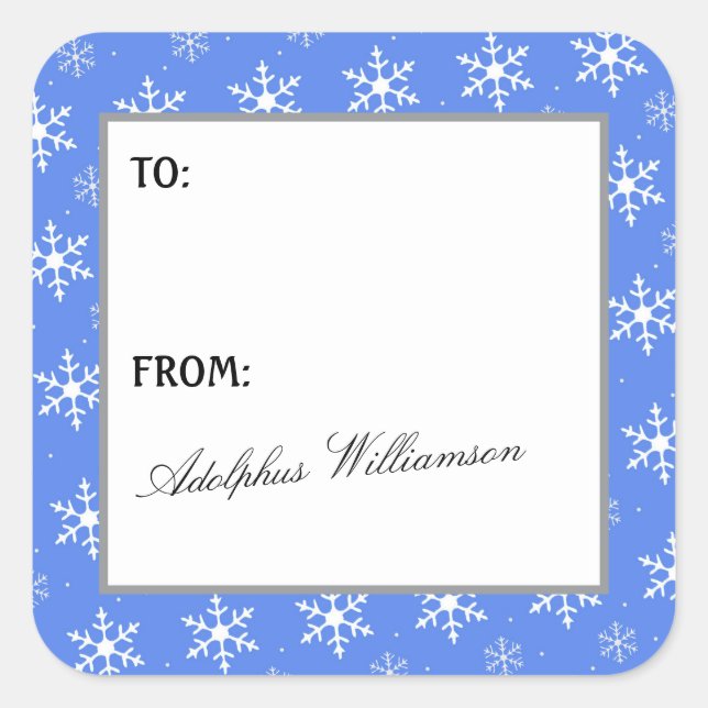 Sticker Carré Multiple Snowflakes Christmas Gift Label (Devant)