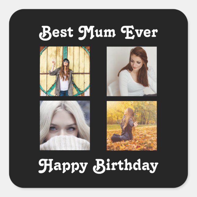 Sticker Carré Mum Meilleure mère Anniversaire Modèle photo Insta (Devant)