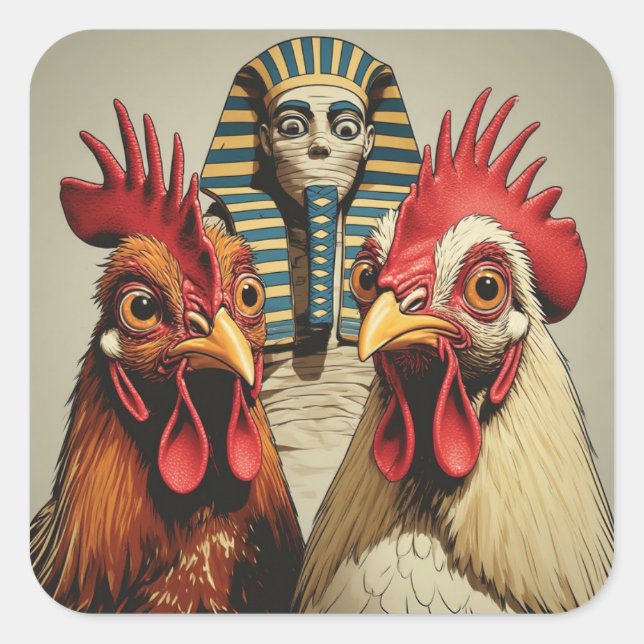 Sticker Carré "Mummy Selfie" Chessy Chicken Selfies (Devant)