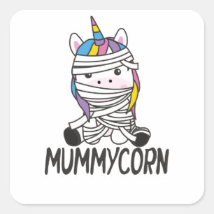 Sticker Carré Mummycorn Unicorn Mummy Costume d'Halloween