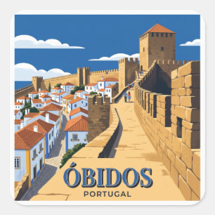 Sticker Carré Murs du château d'Óbidos Portugal