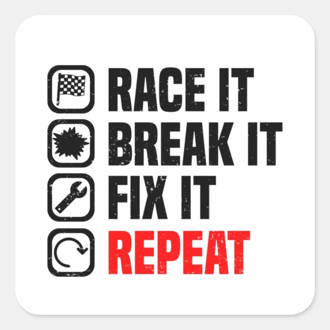 Sticker Carré Muscle Car V8 (Devant)