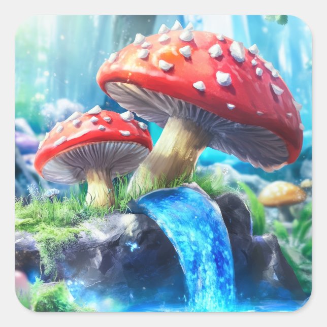 Sticker Carré Mushroom Forest (Devant)