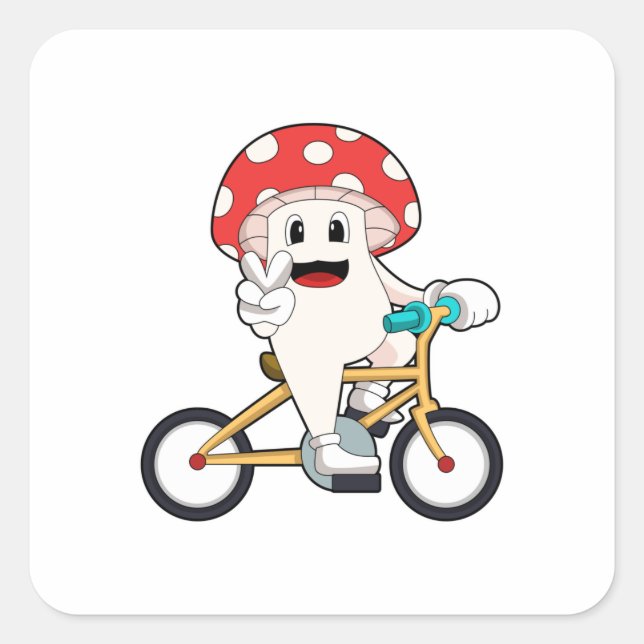Sticker Carré Mushroom with Bicycle.PNG (Devant)