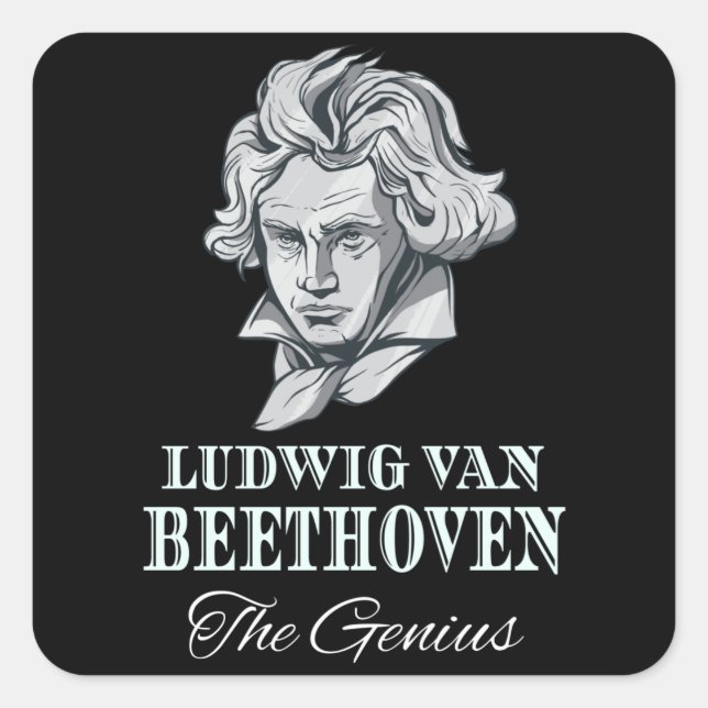 Sticker Carré Music - Ludwig Van Beethoven The Genius (Devant)
