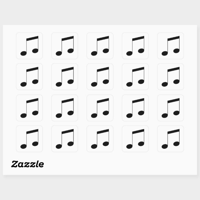 Sticker Carré Music One Black Beam Note, (Feuille)