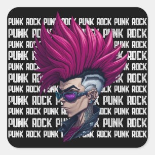Sticker Carré Music Punk Rock Et Roll New Wave Band Cool Gig