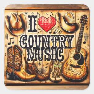 Sticker Carré Musique country.