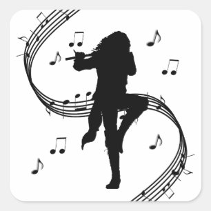 Sticker Carré Musique d'un incroyable joueur de flûte solitaire