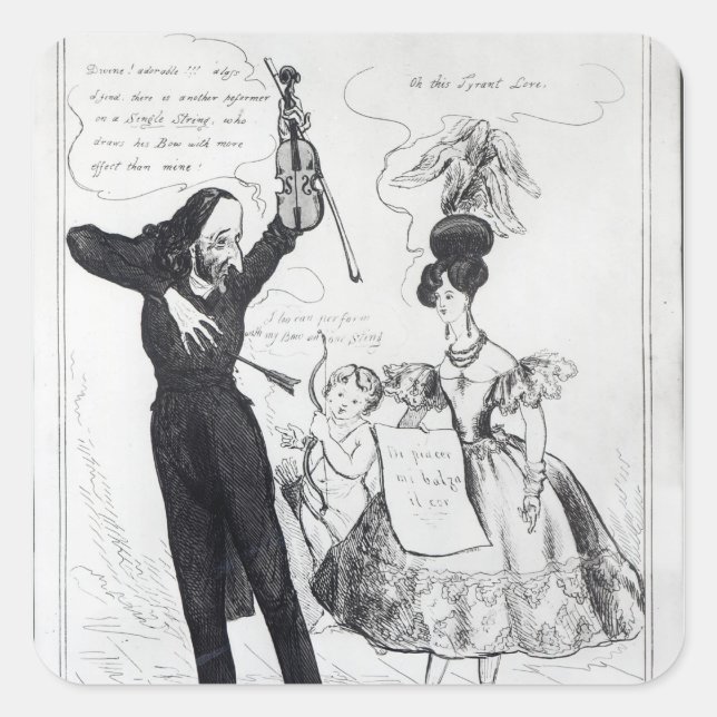 Sticker Carré Musique et amour ou deux artistes rivaux (Devant)