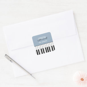 Sticker Carré Musique Piano Keys enseignant élégant Dusty Blue