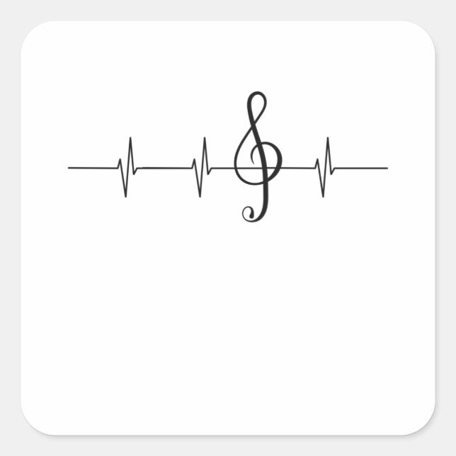 Sticker Carré Musique Pulse Musicien Heartbeat Clef (Devant)