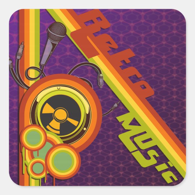 Sticker Carré musique rétro funky vectoriel art (Devant)
