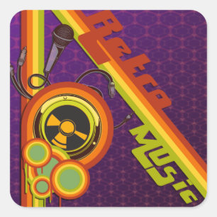 Sticker Carré musique rétro funky vectoriel art