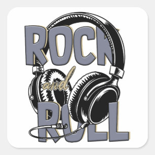 Sticker Carré Musique Rétro Rock And Roll
